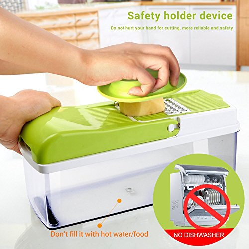 [- Mandoline 11 in 1 Food Cutter Slicer, Kitchen Vegetable Chopper Tomato Potato Dicer Cheese Slive
