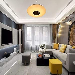 TTAototech LED Plafondlamp, 36W Dimbare Moderne Muziek Semi Flush Mount Armatuur met Bluetooth Speaker, Mobiele Telefoon…