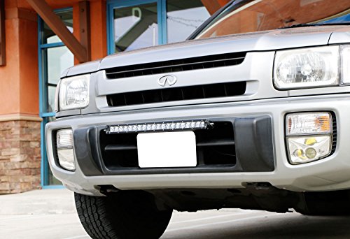 iJDMTOY Miniature Front Bumper License Plate Mount Bracket Holder For Off-Road Lights, LED Work Lamps, LED Lighting Bars, etc (Black Finish)
