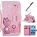 S4 Case,Galaxy i9500 Case LEECOCO Fancy Paint Floral Design Case [Credit Cards Slot] [Cash Pockets] PU Leather Flip Wallet Case with Stand for Samsung Galaxy S4 I9500,Pink Cat