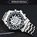 Caluxe Men's Skull Watch Skeleton Automatic Mechanical Wrist Watch Self Winding with Stainless Steel Band