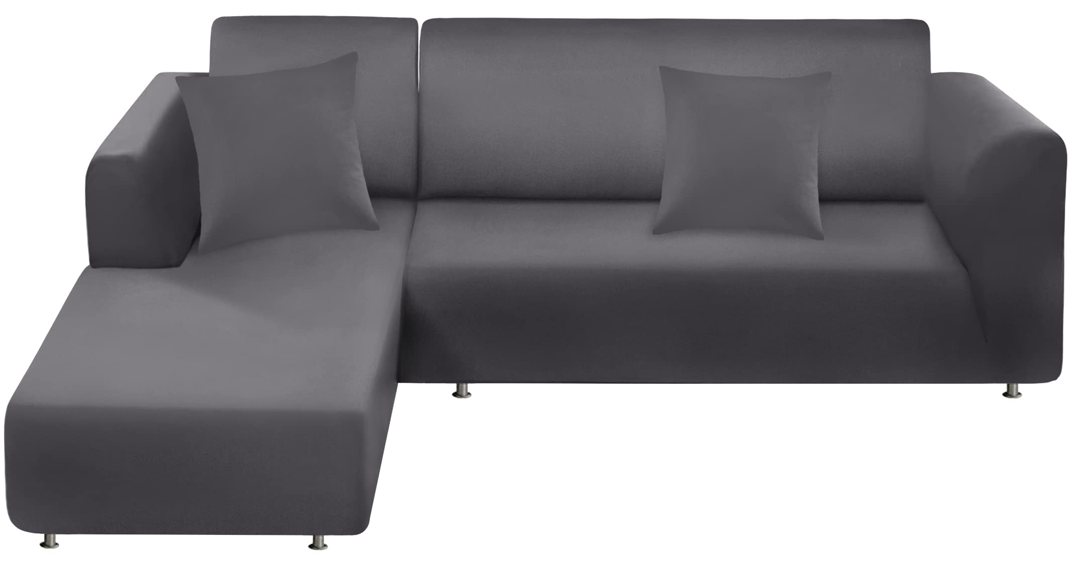 Photo 1 of BT.WA Couch Cover L Shape Sectional Sofa Cover 2-Piece Soft Stretch Sofa Slipcover Furniture Protector Couch Slipcover with 2Pcs Pillowcases (Sofa 3 Seater + 3 Seater, Light Grey)
