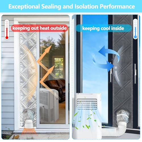 Aozzy 250 cm Sliding Door Seal for Mobile Air Conditioner, 3 Thickened Layers Aluminium, Cotton and Oxford, 100% Waterproof, Thermal Insulation, No Cold Air Leak for Sliding Glass Door/Window
