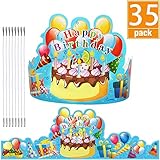 Birthday Crowns Party Hats for Kids Classroom School VBS Party Supplies By JTIEO Pack of 35