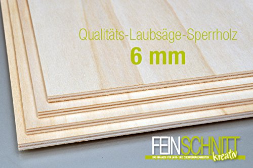 FEINSCHNITTkreativ Qualitäts-Laubsäge-Sperrholz 4 Stk. (300 x 210 x 6 mm) – Bild 3