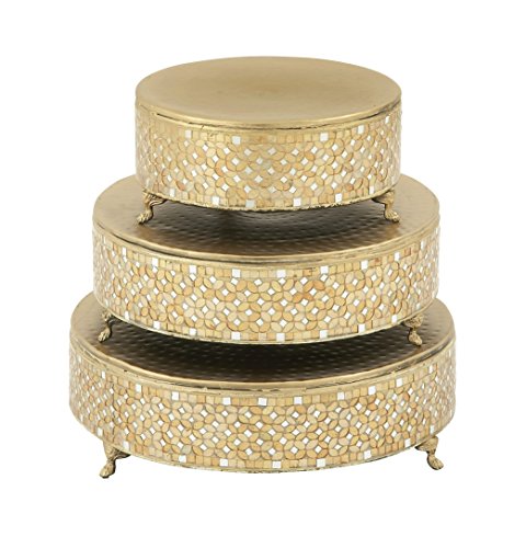 Deco 79 23980 Metal Mosaic Cake Stand (Set of 3), 12