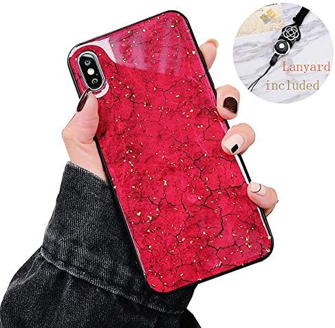 DHCHO iPhone Xs Max Case+[a Lanyard with Flower],Cute Soft TPU Slim Fit Anti-Scratch Shockproof Protective Phone Cover for Women Girls Compatible with iPhone Xs Max¡Red¡ê?