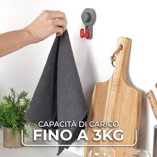 Ganci Adesivi per Cucina e Bagno - 5 Ganci extra resistenti - Carico massimo 5 kg - Ganci Plastica senza Forare - Ideale per Cucina, Bagno e Casa - Appendi Strofinacci Cucina