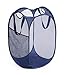 Smart Design Deluxe Mesh Pop Up Square Laundry Hamper w/ Side Pocket & Handles - VentilAir Fabric Collapsible Design - for Clothes & Laundry - Home - (Holds 2 Loads) (14 x 23 Inch) [Blue]