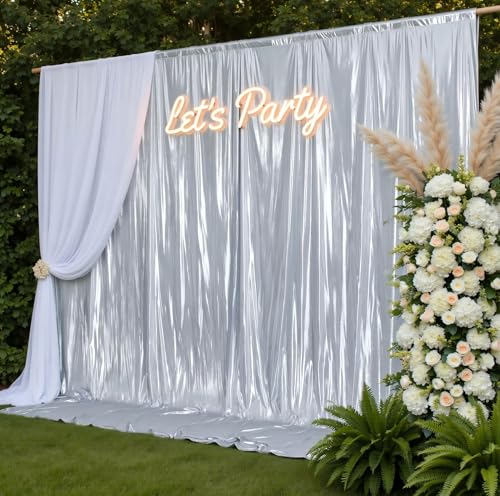 Sliver Sequin Backdrop Curtain Panels 20x10ft