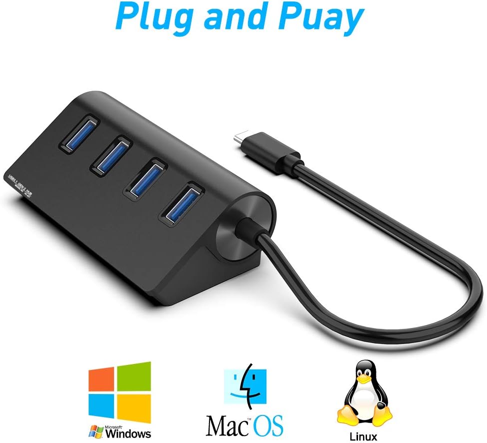 Eletrand Type C USB 3.1 Gen 2 Hub, 10 Gbps SuperSpeed Portable USB Hub Adapter with 4 USB 3.0 Ports & 15 cm USB Cable, for MacBook, Surface Pro, Laptop and More, Compatible with Windows/Mac/Linux: Computers & Accessories