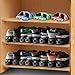 Shoe Slots Organizer - Plastic Closet Space Saver, Set of 8 Black