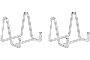 Plate Holder Easel Display Stand - 3 inch Metal Plate Stands for Display - Tabletop Picture Stand - Silver Iron Easels for Di