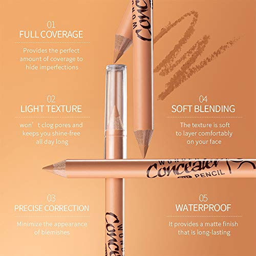 3 PCS Wonder Concealer Pencil, Concealer Stick Set, Waterproof Full Coverage Foundation Concealer for Eye Dark Circles Spot & Imperfections, Scar (B03#)