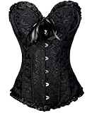 Boned Lace up Back Sexy Corset for Women Lingerie Top Floral Bustier with G-string