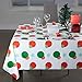 Red and Green Holiday Snow Flake Design 1 Pack Premium Disposable Plastic Tablecloth 54 Inch. x 108 Inch. Rectangle Table Cover By Grandipity
