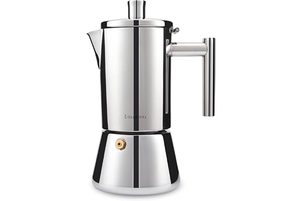 Easyworkz Diego Stovetop Espresso Maker 4Cup 200ml Stainless Steel Italian Coffee Machine Maker Induction Moka Pot