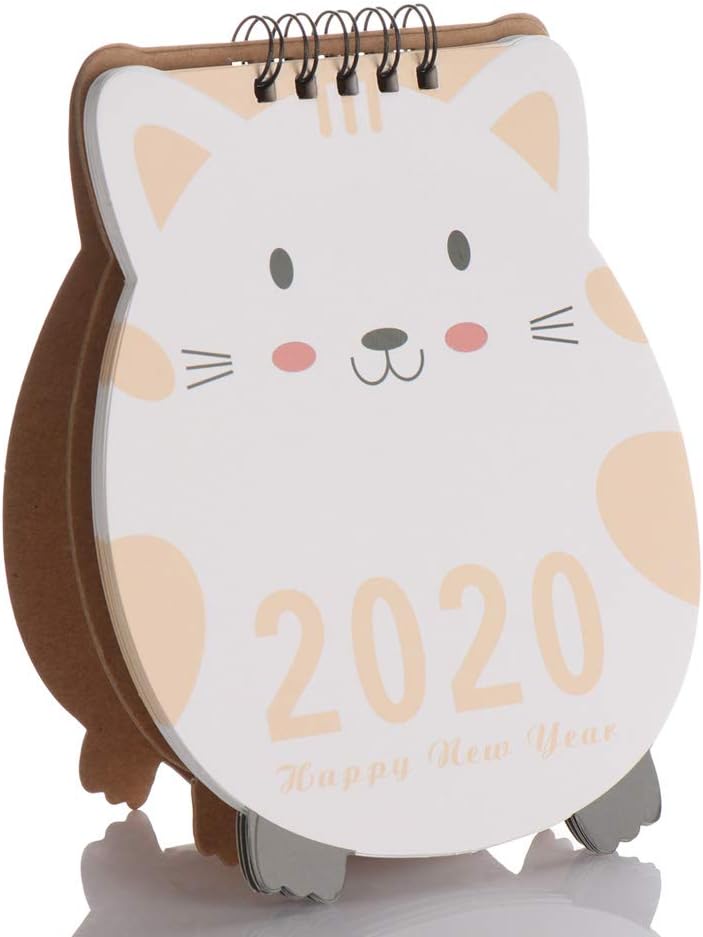 2020 Cartoon Desktop Paper Calendar, Hand Drawing Scheduler Cute Calendar for Classroom Family Or Business Office(A)