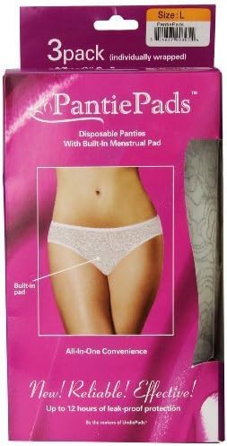 Pantiepads Disposable Panties with Built-In Menstrual Pad, Large, 3 Count by PantiePads