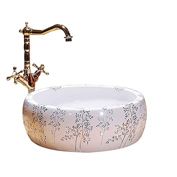 Badezimmer Rundes Muster Waschbecken Waschbecken Jingdezhen Ceramic Hotel Anti-Splash Waschbecken Waschbecken