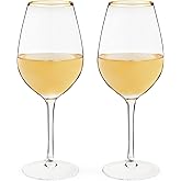 Twine Gilded Stemmed Wine Glasses, Stylish Drinking Glasses with Gold Rim for Red and White Wines, Housewarming, Anniversary, Wedding Gifts, Elegant Home Bar Glassware, Wine Lovers, 14 oz, Set of 2