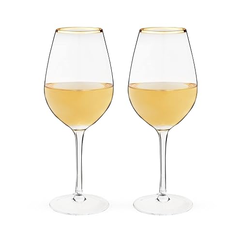 Twine Gilded Wine Glasses Drinking Set, Gold Rimmed Wine Glass Set