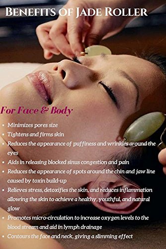 Anti Aging Jade Roller for Face Neck Boday Real Jade Massager Skin Care Tools NOT EASY BROKEN Instruction Guide Included - Thumbnail 7