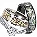 Mens & Womens Camo Engagement Wedding Rings Set Silver & Titanium
