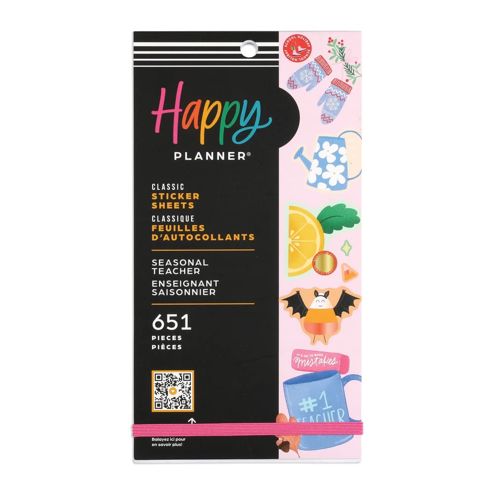 Happy Planner Stickers Set for Teachers, Planners and Projects - Multicolour Stickers - Seasonal Teacher - 30 Sheets Total 683 Stickers