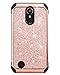 BENTOBEN LG K20 Plus Case, LG Harmony/LG K20 /LG K10 2017 / LG LV5 Case, Luxury Glitter Shockproof Hybrid 2 in 1 Faux Leather Protective Case for LG K20 Plus/LG K20 V/LG K20/LG K10/LG LV5, Rose Gold