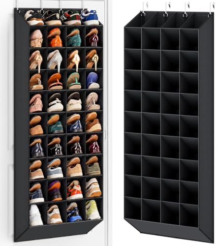 UVIAHOMI 30-40 Pairs Over the Door Shoe Organizer, 40 Breathable Pockets Hanging