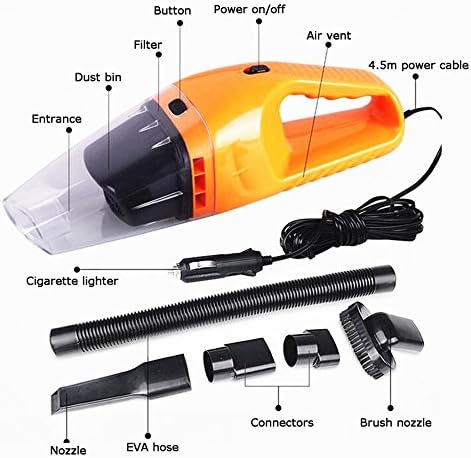 Car Vacuum Cleaner, Oumeijia 12 Volt 100 W Portable Handheld Auto Vacuum Cleaner Auto Lightweight Cleaner Dustbuster Hand Vac (Orange)