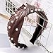 lightclub Vintage Twisted Faux Pearl Tie Beading Women Wide Hair Hoop Velvet Headband Headwear Hairband Cameo Brown
