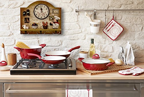 Heartful Home Fat Italian Chef Kitchen Decor Clock With Hooks