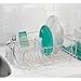 mDesign Large Modern Metal Wire Kitchen Dish Drainer Drying Rack with Plastic Cutlery Caddy and Drainboard for Sink or Countertop - Satin/Clear