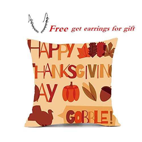 Challyhope Thanksgiving Day Festival Fall Harvest Decorative Pillow Case Sofa Waist Throw Cushion Cover Print Pillowslip (18"x18", A)