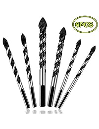 Juego de 6 brocas de cerámica para azulejos, Mgtgbao, brocas de mampostería para vidrio, ladrillo, azulejo, concreto, plástico y madera de carburo de tungsteno para espejo de pared y azulejos de cerámica con tamaño 6, 6, 8, 8,10,12 in.