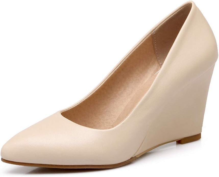 MIOKE Women's Pointed Toe Wedge High Heel Pumps Fashion