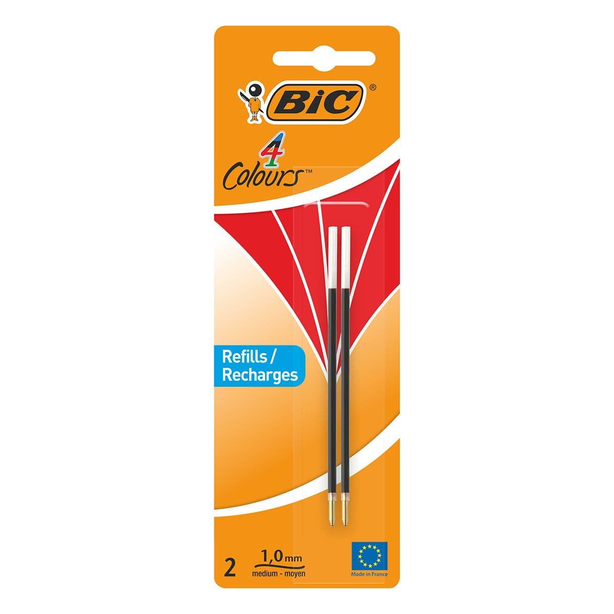 BIC - Refill pen 4 colors, 1.0 mm, Blister of 2 pieces, red