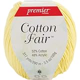 Premier Yarn 61892s Cotton Fair Solid Yarn, Lemon Drops, 3 Pack