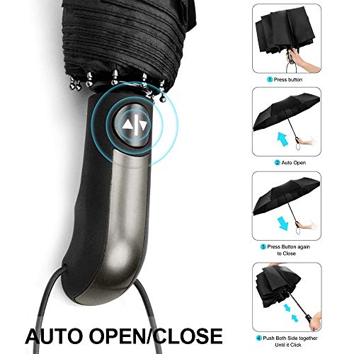 image for Umbrella Mixigoo Windproof Travel Umbrella Auto Open Close 10 Ribs Fol