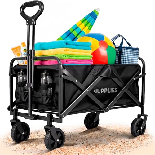 Carro Plegable con Ruedas – Carro Playa, Jardín y Supermercado | Carrito Transporte Plegable, Asa Telescópica, Tela Resistente e Impermeable (75KG - S (70x42x47cm) Modelo Nuevo)