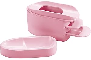 UNIBOUTI 2-in-1 Dip Powder Recycling Tray System & French Tip Mold Dip Nail Tray - Nail Powder Glitter Rhinestones Pearls Saver Holder Storage Container Recycling Tool - French Smile Line Making Mold - Pink