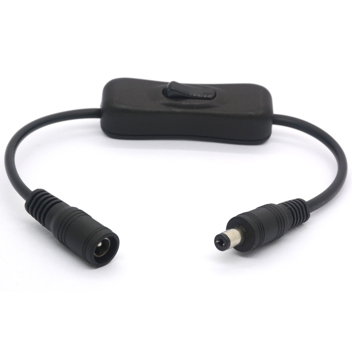 DC Power Extension Cord with Switch, DC switch Inline On/Off Cable Male to Female Jack for CCTV Cameras LED Strip Tape Light and other DC power Connector