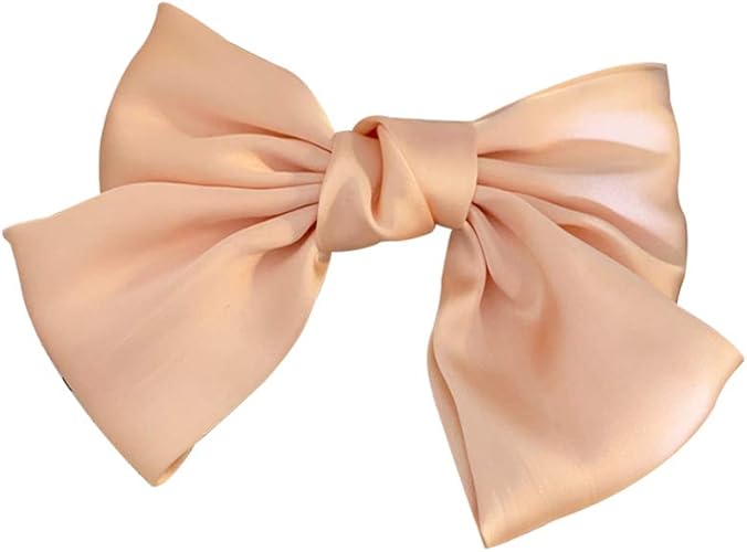 Amazon リボンバレッタ 可愛い 大きめ ヘアアクセサリー蝶結び ピンク 黒 ボリューム 髪飾り 髪留め ウェディング パーティー 卒業式 結婚式 プレゼント シャンパンピンク バレッタ クリップ 通販
