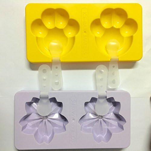 DAIWEIS Popsicle Molds Popsicle Maker Ice Pop，Lovely Cherry Blossoms and Cat Claw Patterns ，Molds BPA Free with Lid Set of 2