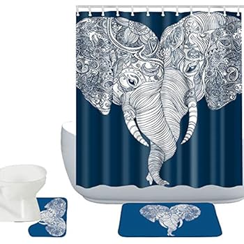 Amazon.com: Amagical Elephants Decor 15 Piece Bathroom Mat Set Shower ...
