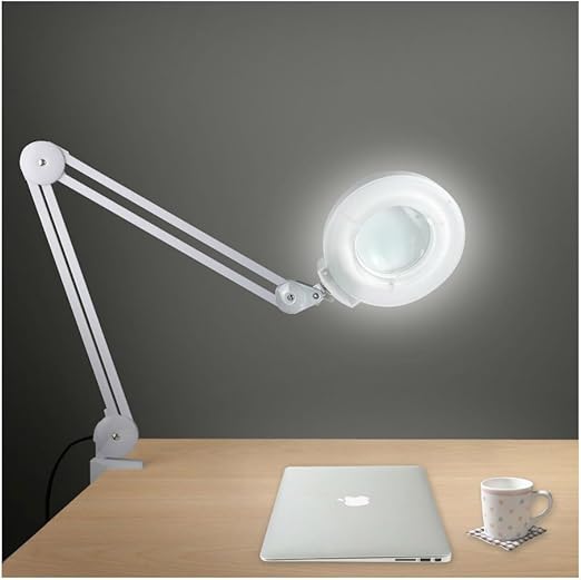 table mounted magnifying glass with light