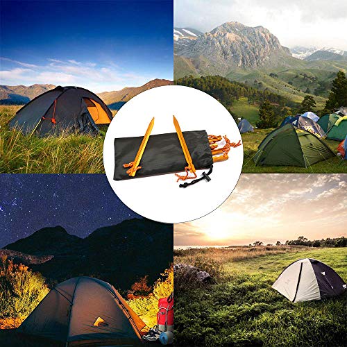OBKJJ Tent Stakes,7075Aluminium Tent Nail Lightweight with Reflective Rope 12-Piece (Gold)