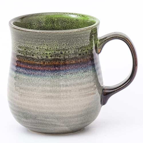 HYTYSKAR 21 oz Large Ceramic Coffee Mugs, Pottery Mug Handmade, Ceramic Tea Cups with Handle for Office and Home, Dishwasher and Microwave Safe (Light Green)